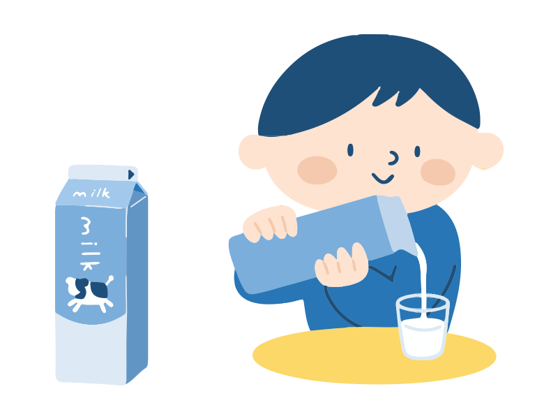 牛乳を注ぐ少年