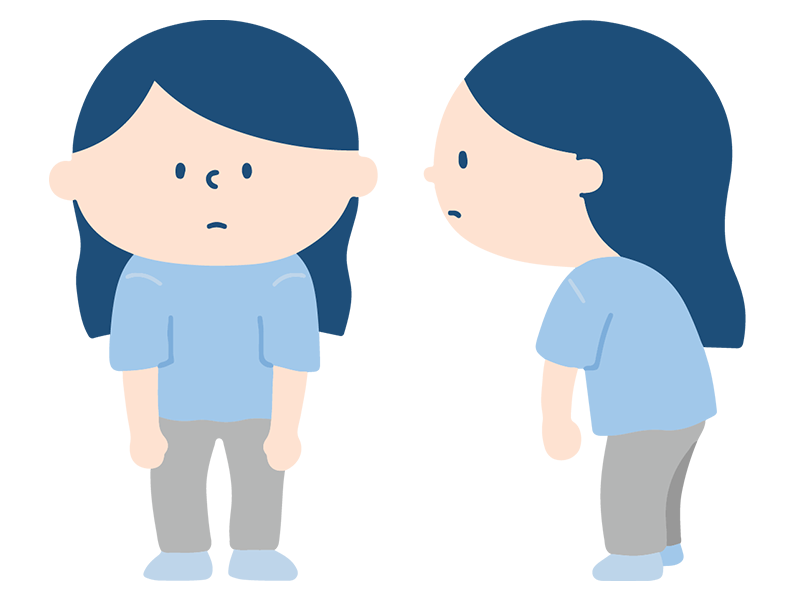 まっすぐ立てない様子